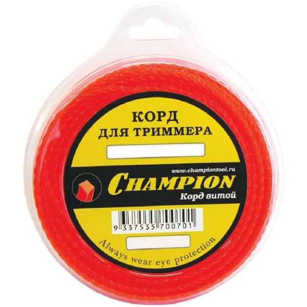Леска для садовых триммеров Champion C7007 (3 мм, 25 м, витой квадрат)