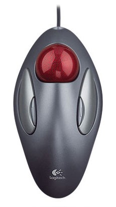 Мышь Logitech Marble серый/серебристый/красный трекбол USB (4but)